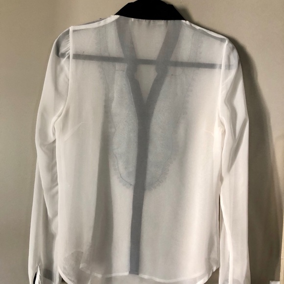 Daniel Cassin Black & White Sheer Blouse - Picture 13 of 16